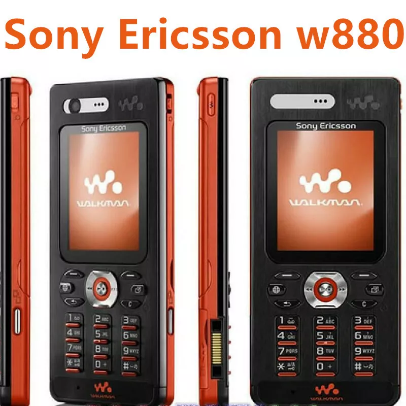 A model holds the new Sony Ericsson W880i mobile phone at the