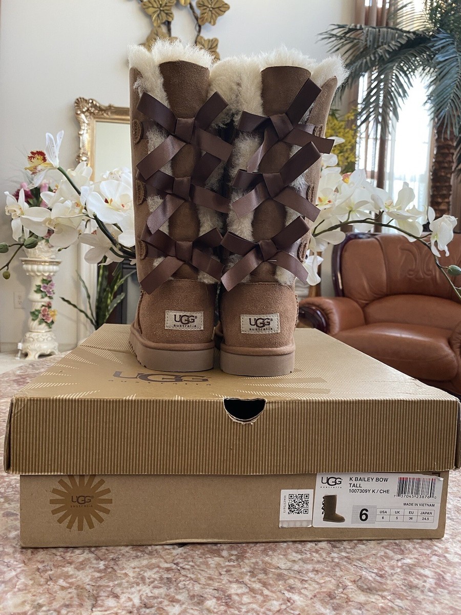 UGG Girls Bailey Bow II Chestnut Triple Bow Tall Boot UGG Girls Bailey Bow II Chestnut Triple Bow Tall Boot
