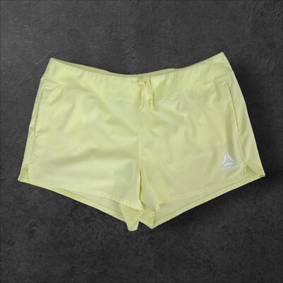 Reebok Running Shorts Womens 3XL Bright Yellow Built in Lining Zip Pocket