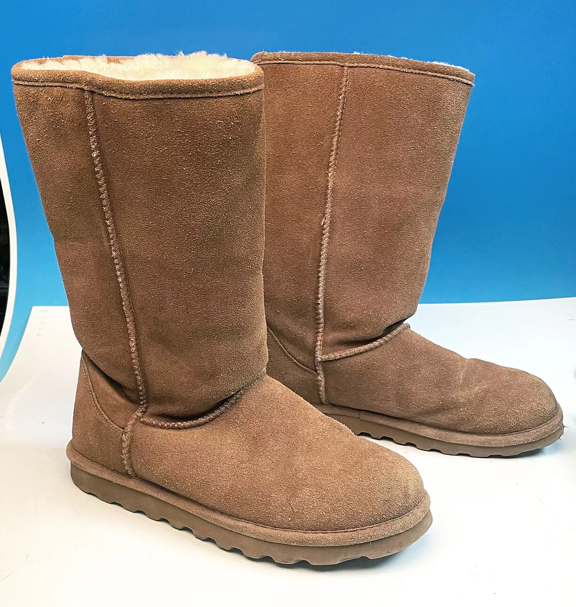 BEAR PAW ELLE TALL BROWN MID CALF WINTER BOOTS SHEEP WOOL LINED