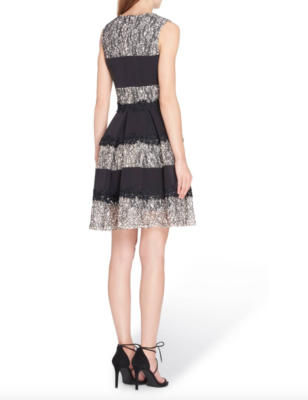 tahari lace fit and flare dress Tahari L32016 Women's Black Lace Stripe Fit Flare Cocktail Dress Size 4