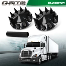 New Front Wheel Covers 33mm Spiked Hub Axle Semi Truck ABS Plastic Black Pair