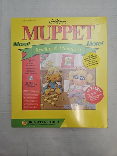 Vintage Jim Henson Interactive Muppets Reading And Phonics CD-Rom 1994 NOS