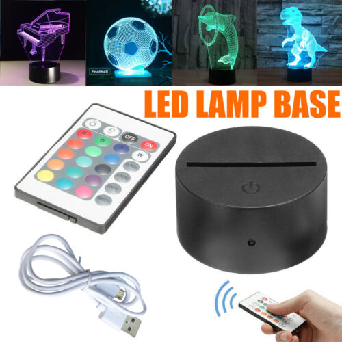 Lámpara LED 3D luz nocturna USB Touch 7 colores cambiar lámpara panel mando a distancia AHS - Imagen 1 de 46