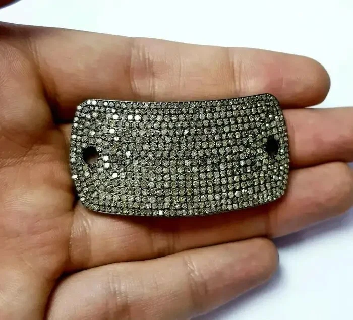 Pave Diamond Bracelet 925 Sterling Silver Handmade Bracelet Connector Gift - Image 4 of 4