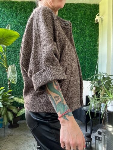 CALVIN KLEIN Tweed Short Cape Style Raglan Jacket - Picture 4 of 5