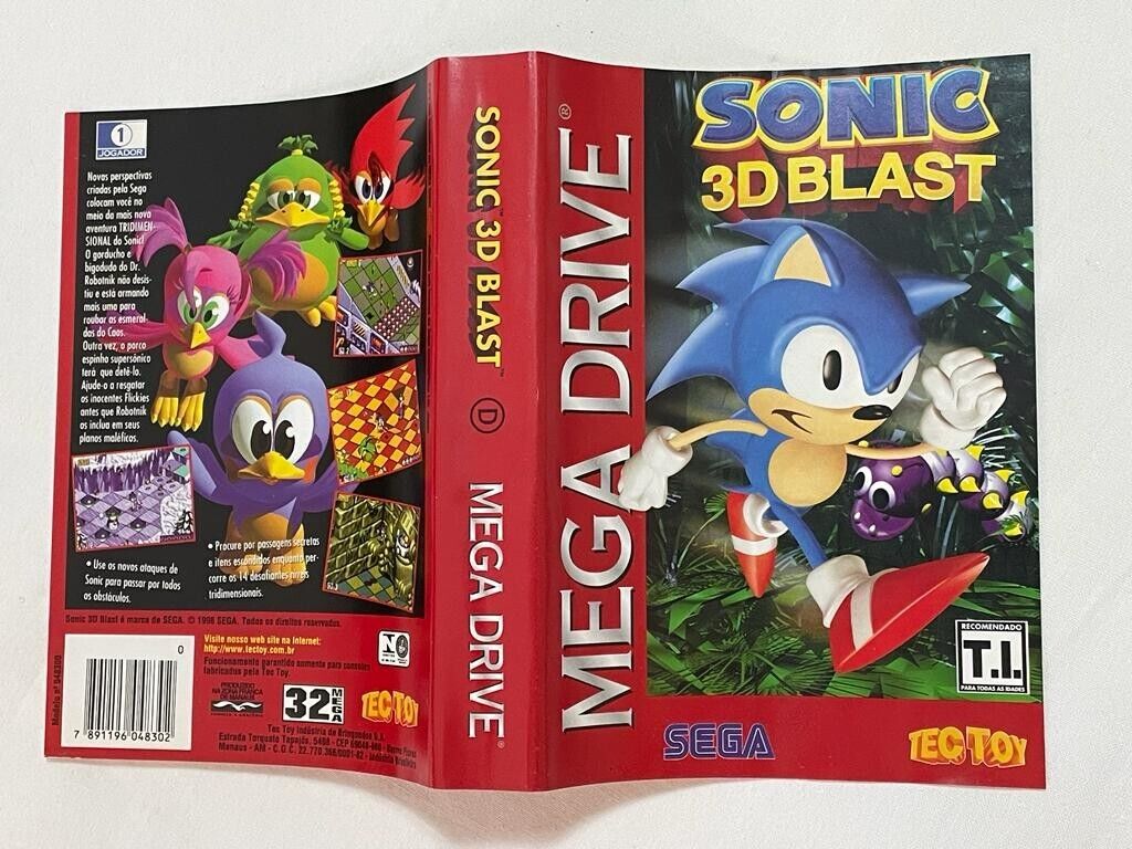 Sega Genesis Mega Drive Sonic 3D Blast Tectoy complete box manual poster  perfect