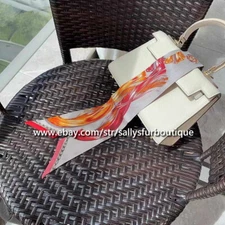 Sallys Mulberry Twill Silk Ribbon Feather Print Scarf Hairband Necktie 85*5cm