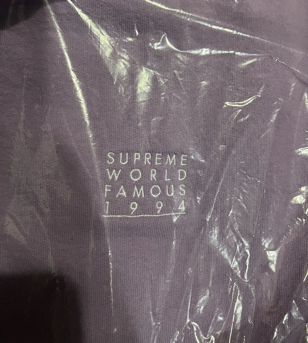 Supreme world famous zip clearance up hooded sweatshirt violet