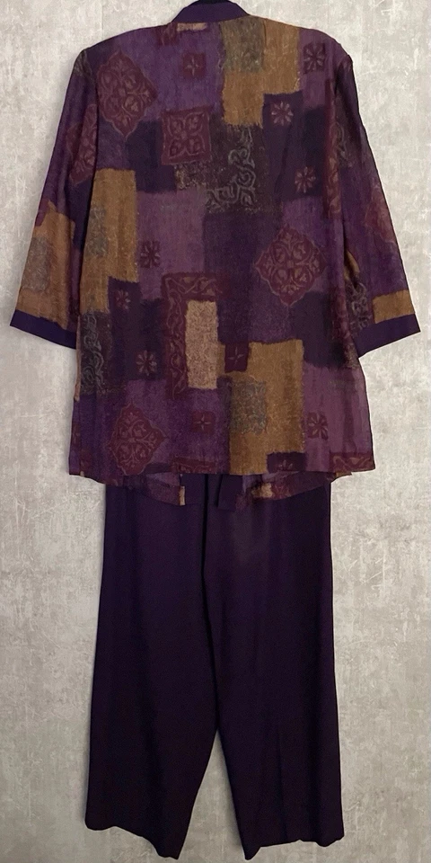 De Colección R&M Richards Ciruela Púrpura Marrón 2 piezas Chaqueta Frente Abierto Cintura Elástica Pantalón Traje S14 Foto 2 de 4