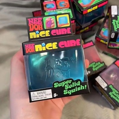Nee Doh Nice Cube - Super Solid Squish! (Blue) - Brand New