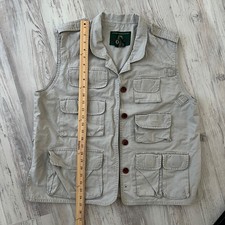 Vtg Orvis XL Khaki Cotton Multi Pocket Fish Field Utility Vest Game Buttons