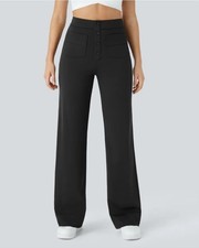 Halara DayStretch High Waisted Pockets Straight Leg Casual Women's L Tall Black