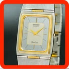 Vintage 1982 SEIKO Dolce 9521-5010 Gold Silver Square Thin Tank Shape Men
