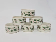 Vintage May Company Home For The Holidays Ceramic Napkin Rings Set Of 6