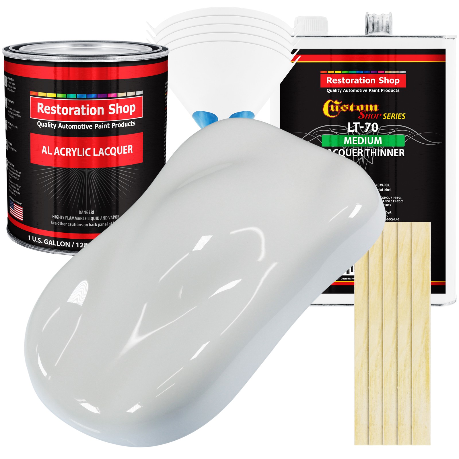 Championship White Acrylic Lacquer Gallon Auto Paint Kit, Medium Thinner