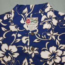 Vintage Hilo Hattie The Hawaiian Original Shirt Men's L Blue Floral Aloha Camp
