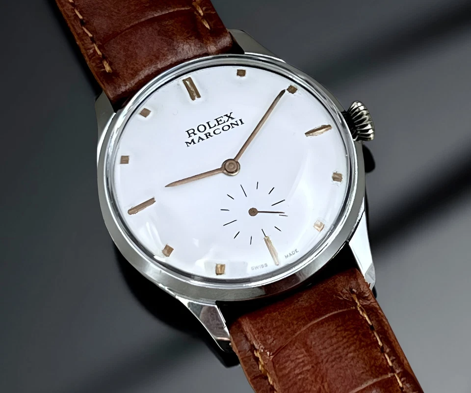 VTG ROLEX MARCONI WHITE DIAL NICKEL PLATED CASE Ø 36,5mm CIRCA 1930 - Image 3 of 4