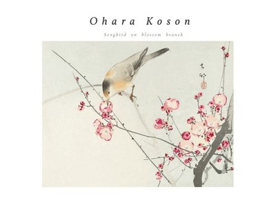 Songbird on Blossom Branch Vintage Poster | Elegant Wall Art | Living Room Decor