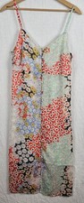 Sanctuary Patchwork Slip Dress Midi Size 6 Colorful Smocked Back Daisy Floral