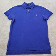 Polo Ralph Lauren Polo Shirt Mens Medium Blue Mesh Custom Fit Embroidered Pony