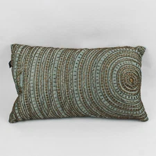 Newport Beaded Throw Pillow Cushion Turquoise Gold Beads 11" x 19"