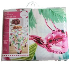 Amscan, INC. Flamingo Tropical Summer Fabric Table Cloth 60"x104" Oblong