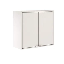 Modern White Storage Cabinet – Steel Accent Sideboard with Doors for Living R...