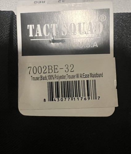 Tact Squad 7002 Polyester 4-Pocket Uniform Trousers SIZE 32X371/2”UNHEMMED BLACK - Imagen 8 de 10