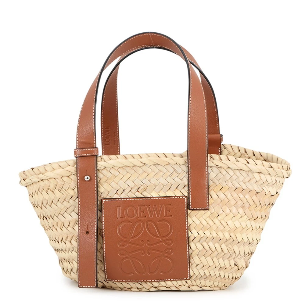 Loewe — LOEWE Basket Bag Raffia/Leather Natural/Brown 327.02.S93