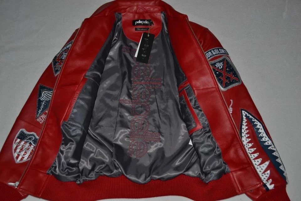 Pelle Pelle Men's LEATHER Jacket RED  ANNIVERSARY AMERICAN BRUISER  All SIzes - Image 4 of 4