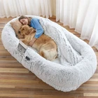Large Washable Faux Fur Dog Bed for People and Pets, Cozy Napping Spot