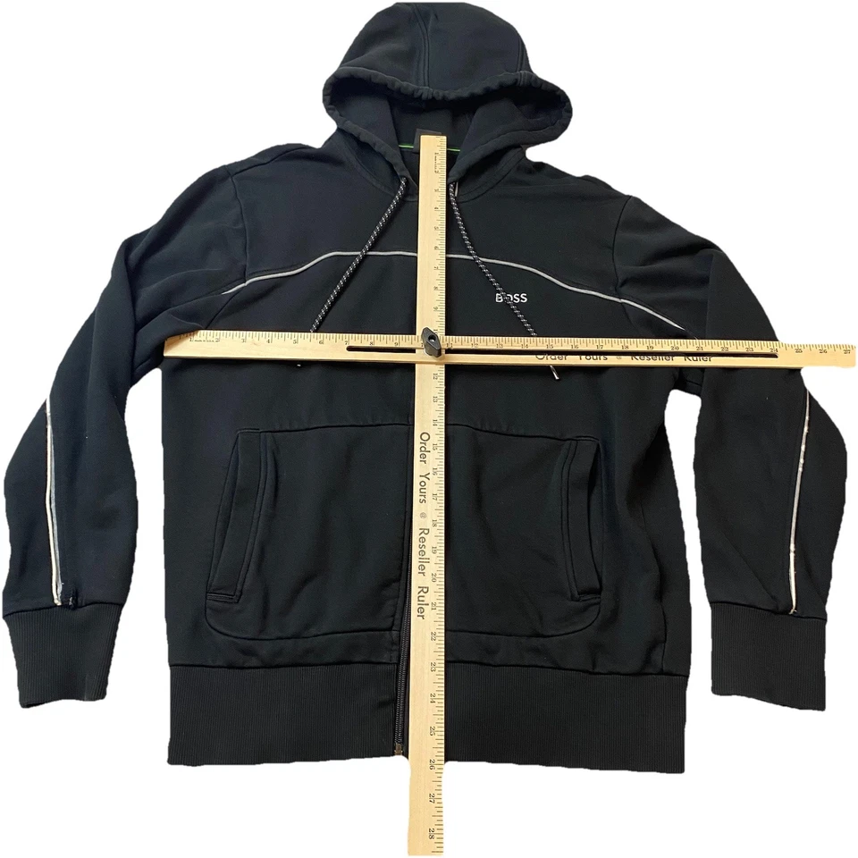 Sudadera con Capucha Boss Algodón Elástico con Cremallera Para Hombre Mediana Negra Logo Estampado Diseñador Leer** Foto 3 de 4