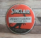 Vintage Sinclair Pennsylvania Motor Oil Dinosaur Porcelain Gas Pump Plate Sign