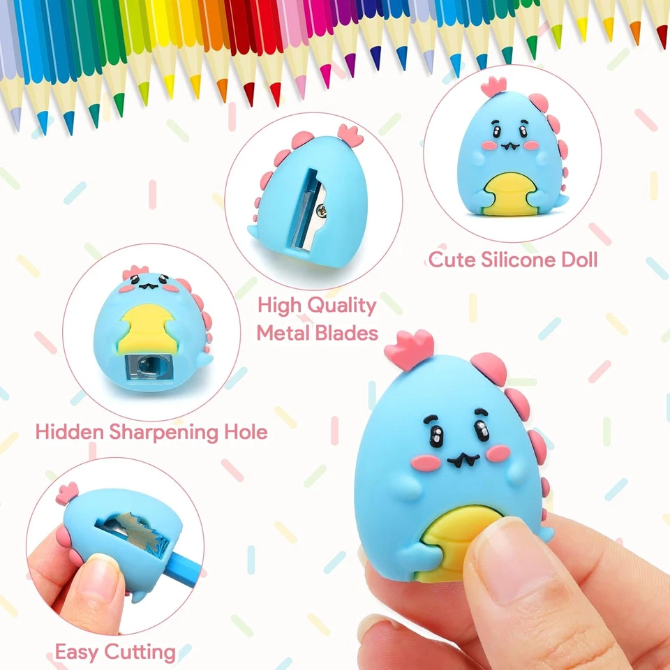 ® 16Pcs Temperamatite in Gomma Cartone Animato, Mini Temperamatite per Canceller - Immagine 4 di 4