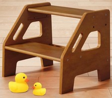 Wooden Toddler Step Stool Bathroom Sink Dark Wood Kids Potty Walnut Brown