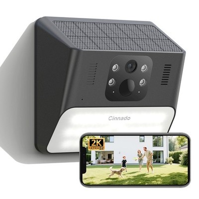 Cinnado Solar Security Camera Wall Light Wireless WIFI Outdoor AI Detection 3MP