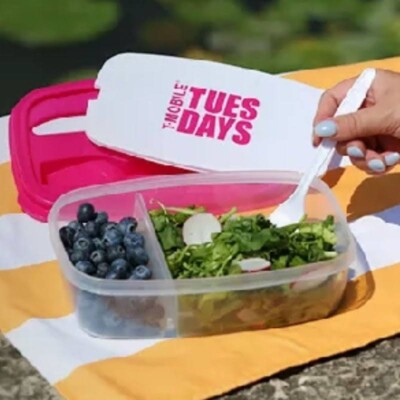 T-Mobile Tuesdays Lunch Box Container + Fork & Knife - BRAND NEW - FREE SHIPPING