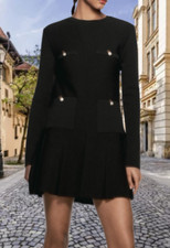 ZARA ZW COLLECTION SHORT PLEATED KNIT BLACK DRESS sz S
