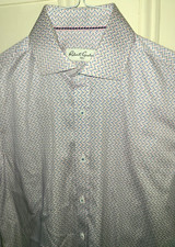 Robert Graham button down collared shirt, pink blue black floral, size 39 / 15.5
