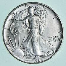 Better Date 1988 American Silver Eagle 1 Troy Oz .999 Fine Silver BU Unc 46.95 per troy oz