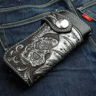 Tribal Skull Carved Genuine Leather Biker Wallet