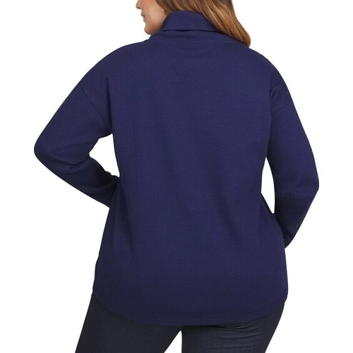 Lands' End Women's Long-Sleeve Waffle Funnel Neck Top, Dark blue, Size M - Picture 3 of 5