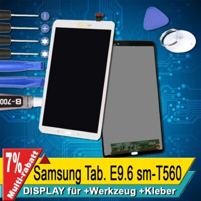 Display Für Samsung Tab E9.6 sm-T560 Komplettes Bildschirm Lcd Touch Weiss +