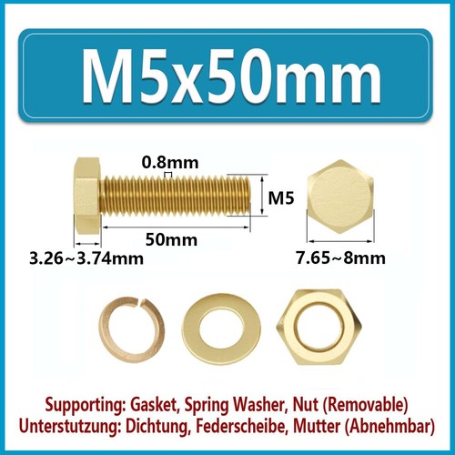 Tornillos hexagonales de latón M3 ~ M16 con tuercas y arandelas y pernos completamente roscados - Imagen 30 de 97