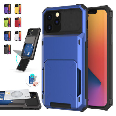 For iPhone 15 16 Pro Max 14 13 12 11 XS Credit Card ID Holder Wallet Phone Case