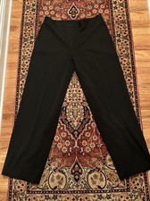 TALBOTS Women's Size 12 Dressy Pants - Black Straight Leg Back Pocket Stretch