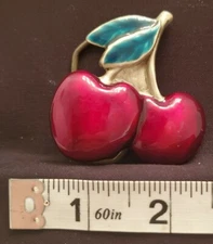 "TWO CHERRIES" FASHION PEWTER 2.2" BELT BUCKLE