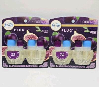 4 ~ FEBREZE PLUG OIL REFILLS FIG & PLUM scent ~ 2 packs OF 2 NEW LIMITED EDITION