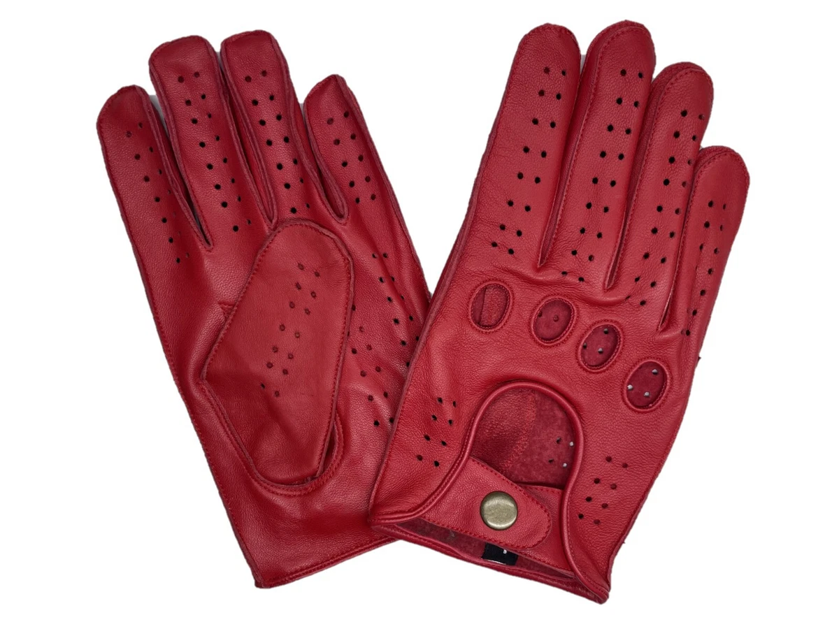 MEN'S CHAUFFEUR SHEEPSKIN LEATHER CAR DRIVING GLOVES (Finished Sewn Knuckles)